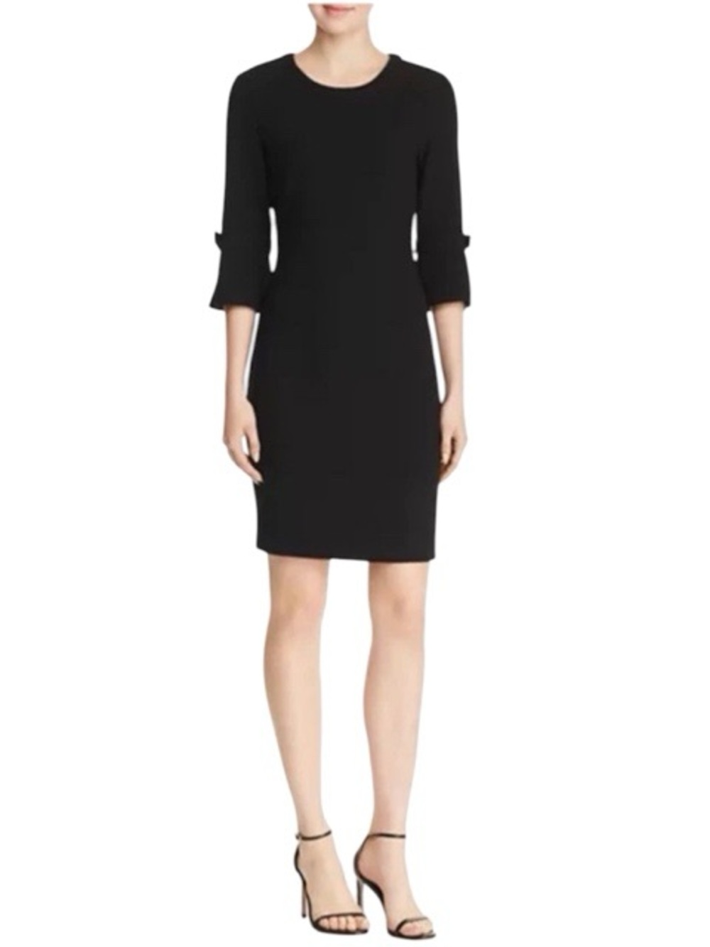 Karl Lagerfeld Black Long Sleeve Sheath Dress with Bow Cuff